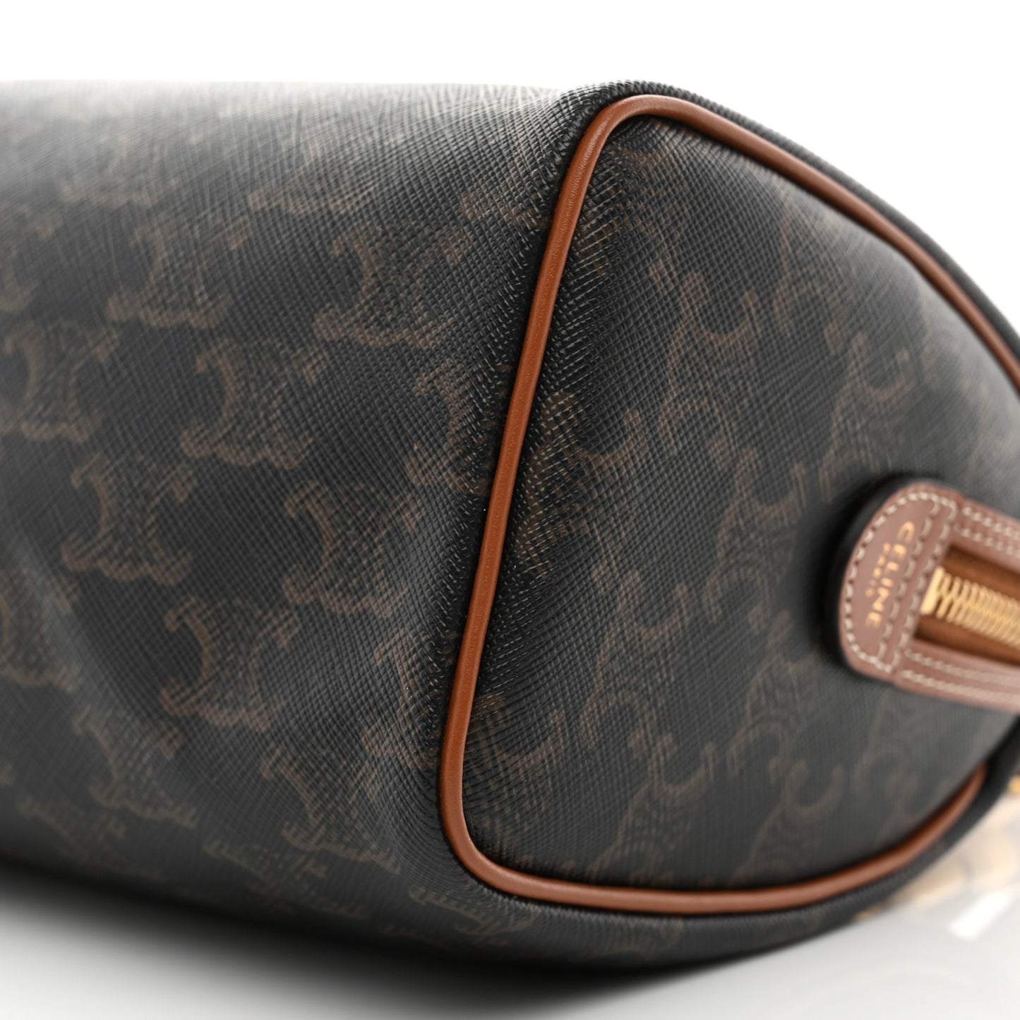 Triomphe Canvas Calfskin Small Boston Bag Tan