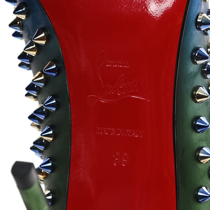 Christian Louboutin Patent Scarabe 100 Follies Spikes Pumps 39 Green Blue 7 of 10