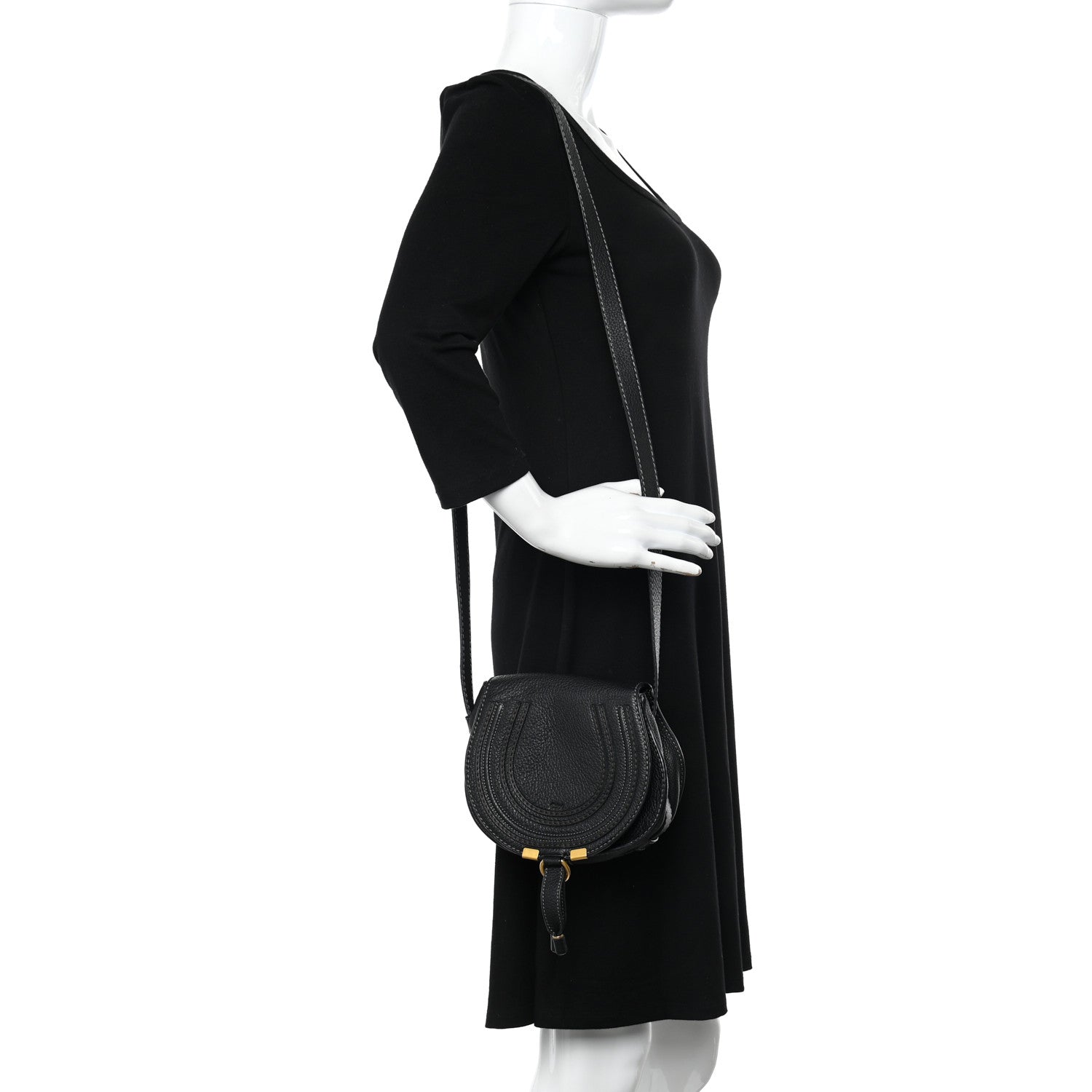 Chloe Calfskin Mini Marcie Round Crossbody Bag Black 2 of 10