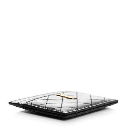Saint Laurent Lambskin Quilted Monogram Gaby Card Case Black 4 of 8