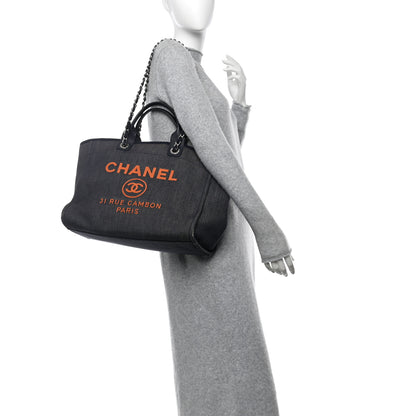 Chanel Denim Medium Deauville Tote Blue Orange 2 of 12