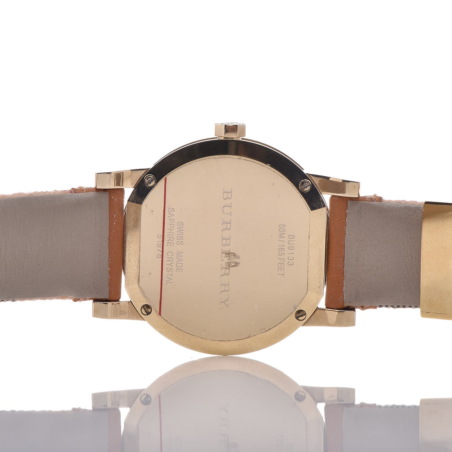 Stainless Steel Calfskin 34mm Haymarket Quartz Watch Gold BU9133