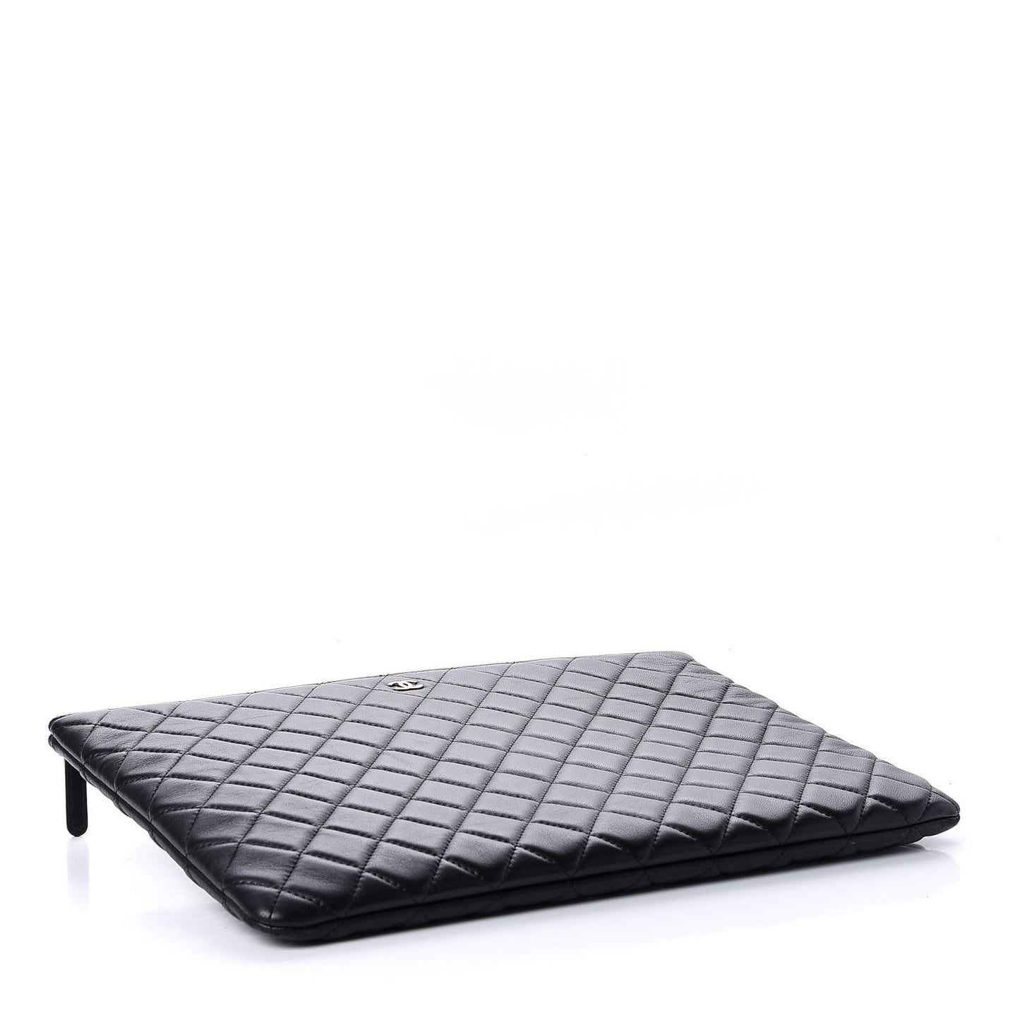 Lambskin Quilted Large Cosmetic Case Black