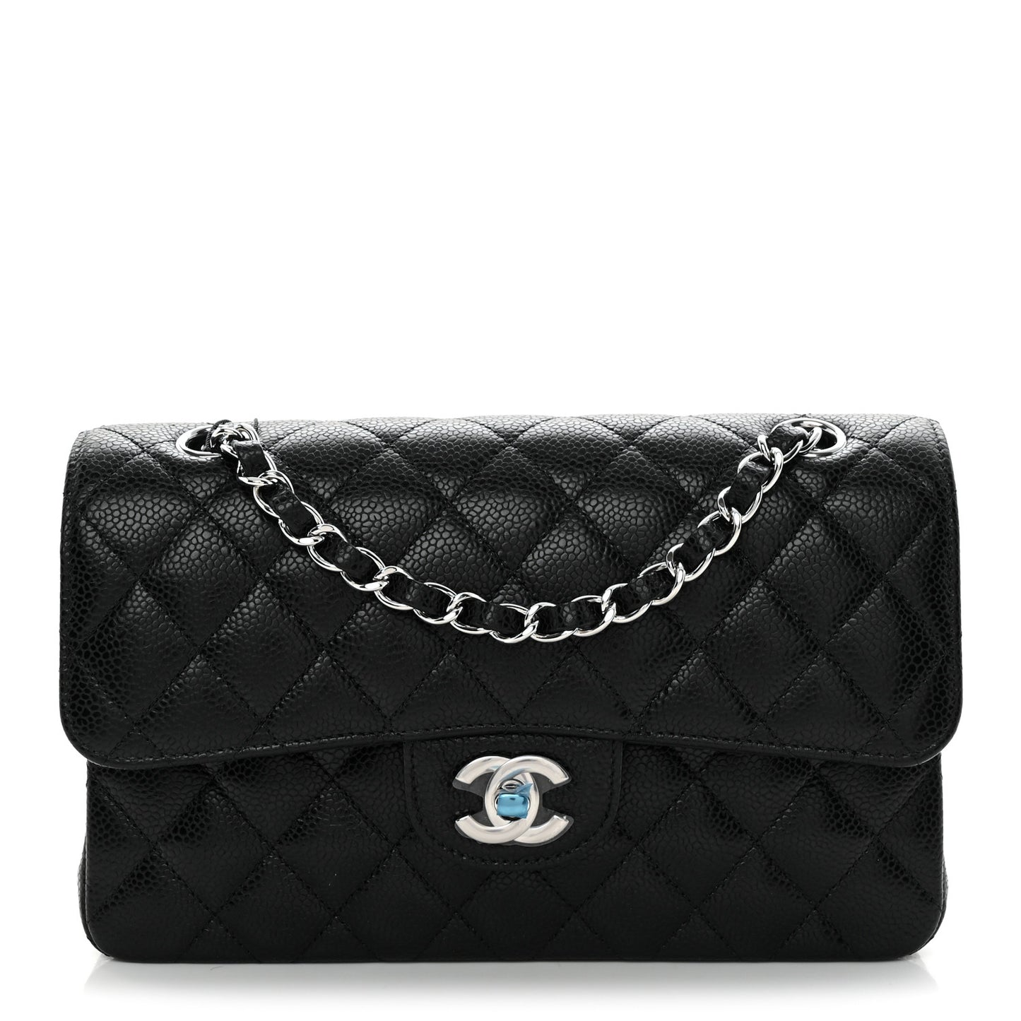 Caviar Quilted Small Double Flap Black