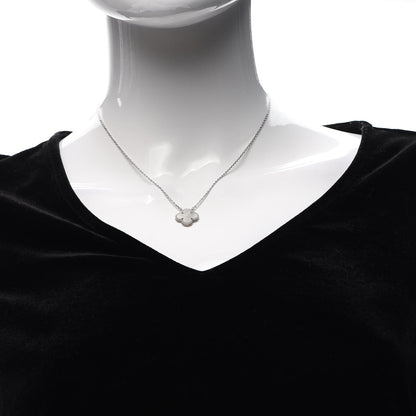 Van Cleef & Arpels 18K White Gold Mother of Pearl Vintage Alhambra Pendant Necklace 2 of 5