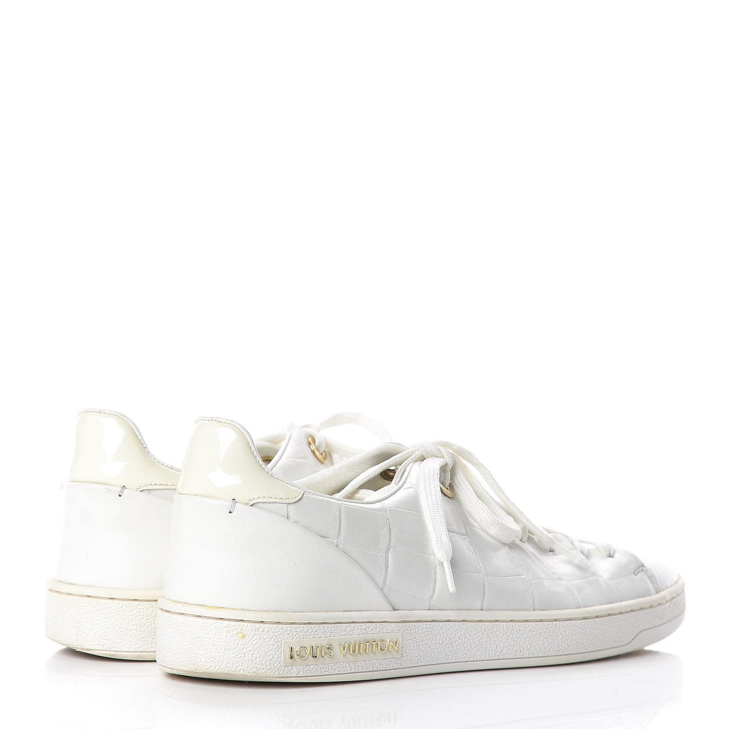 Calfskin Crocodile Embossed Frontrow Sneakers 36.5 White