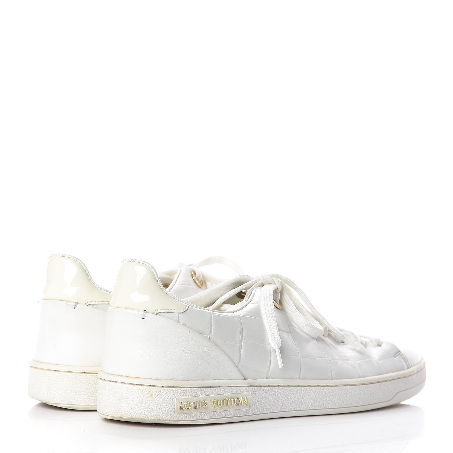 Louis Vuitton Calfskin Crocodile Embossed Frontrow Sneakers 36.5 White 4 of 9