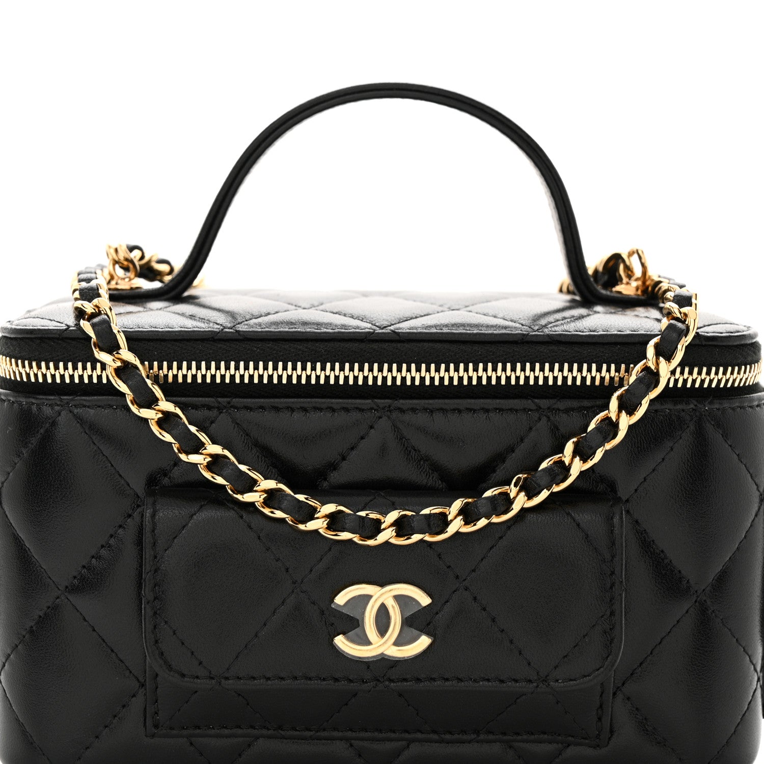 Chanel Lambskin Quilted Polly Pocket East West Top Vanity With Chain Black 8 of 11