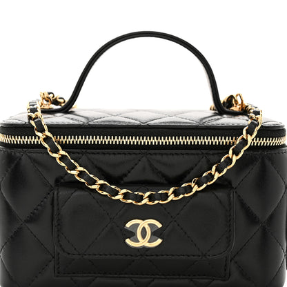 Chanel Lambskin Quilted Polly Pocket East West Top Vanity With Chain Black 8 of 11