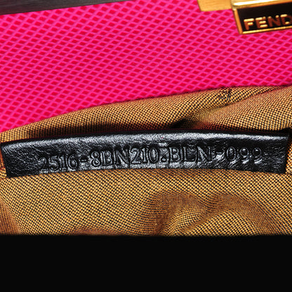 Fendi Goatskin Large Peekaboo Iconic Satchel Black Lampone 5 of 9
