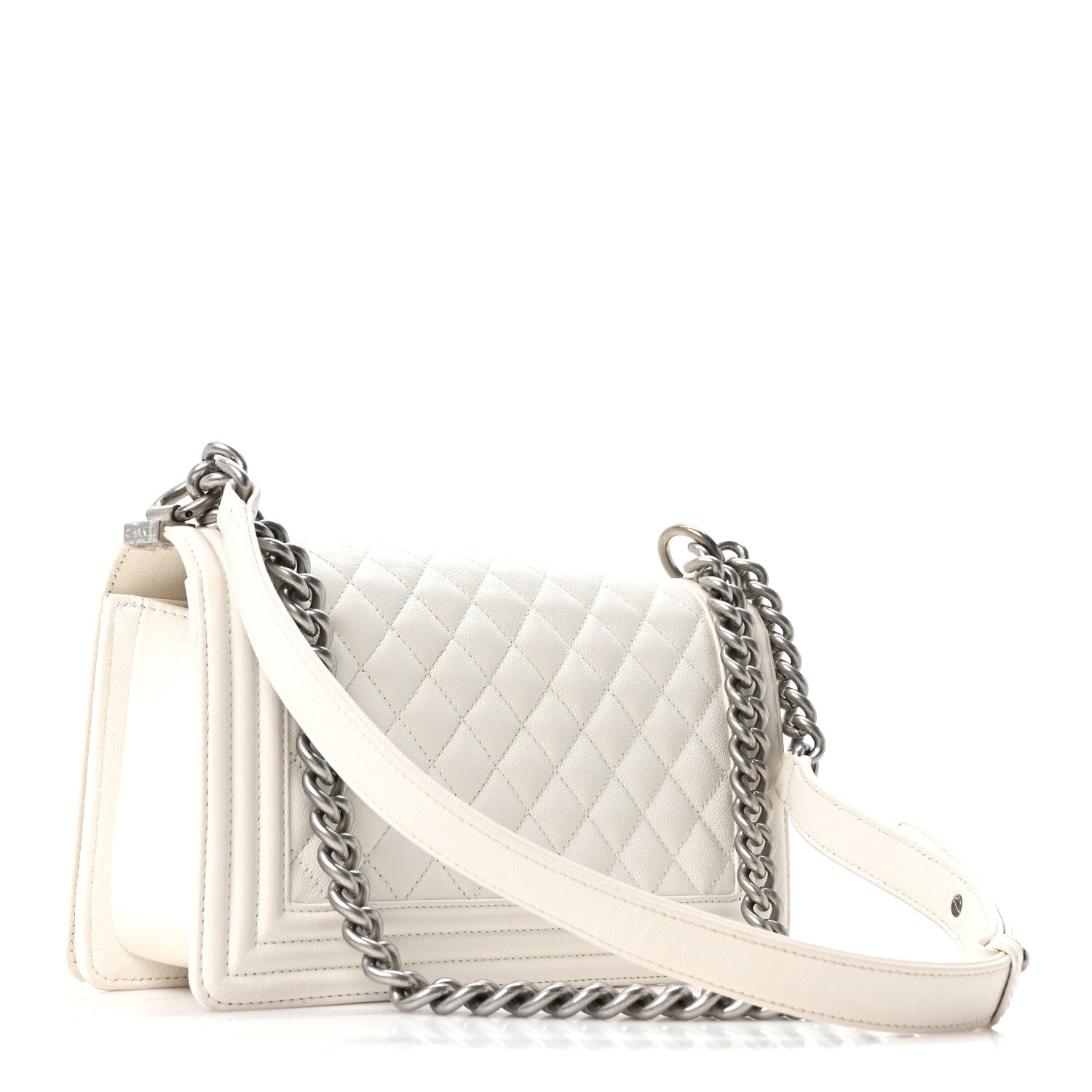 Chanel Caviar Quilted Medium Boy Flap White 3 of 11