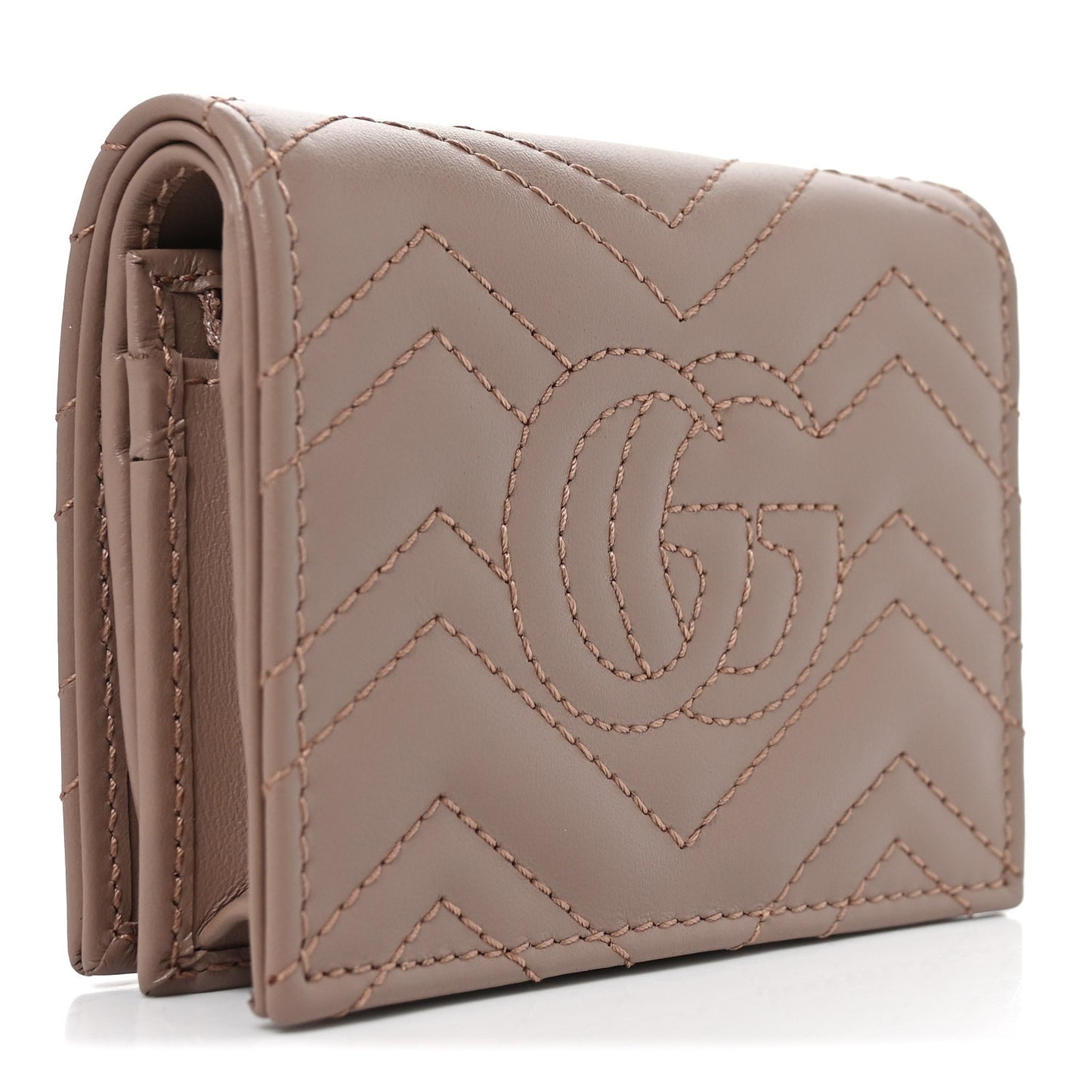 Calfskin Matelasse GG Marmont Card Case Wallet Porcelain Rose