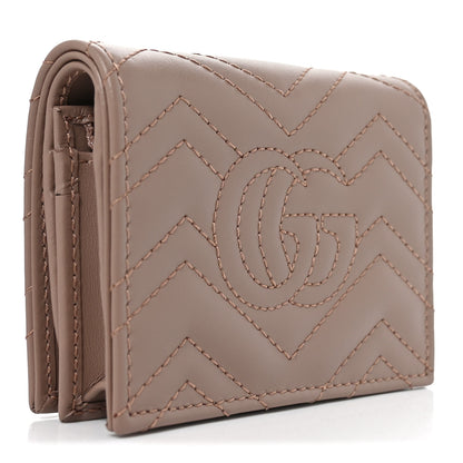 Gucci Calfskin Matelasse GG Marmont Card Case Wallet Porcelain Rose 3 of 8