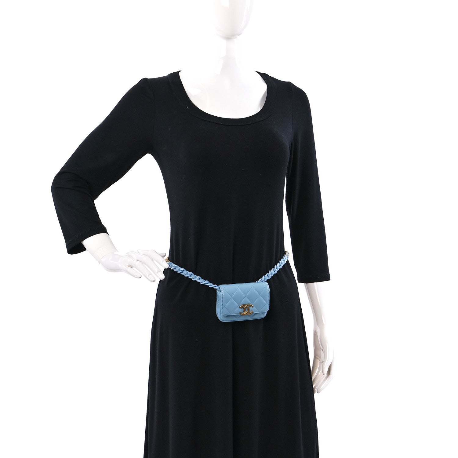 Chanel Lambskin Lacquered Metal Quilted Flap Chain Belt Bag Blue 2 of 12