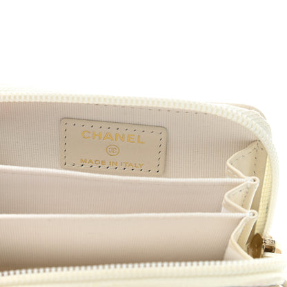 Chanel Caviar Chevron Quilted Boy Zip Around Coin Purse Wallet White 6 of 8