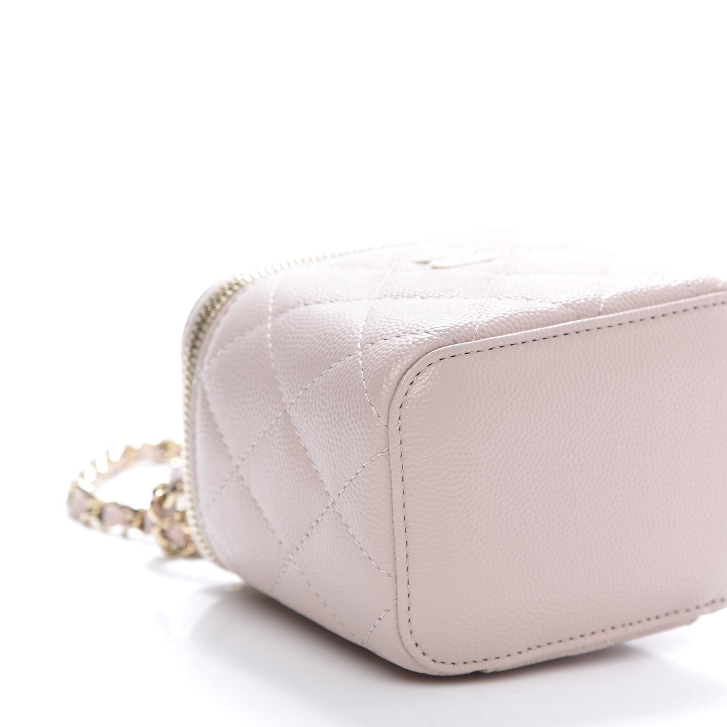 Caviar Quilted Mini Vanity Case With Chain Light Pink