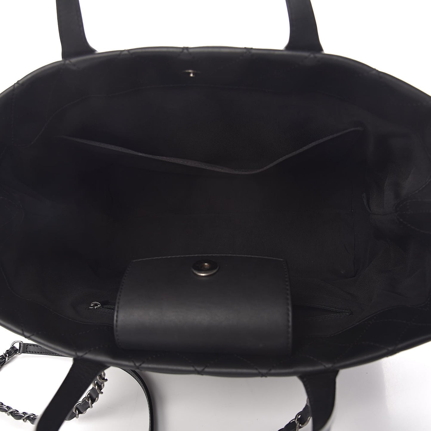 Calfskin Quilted Large Easy Shopping Tote Black