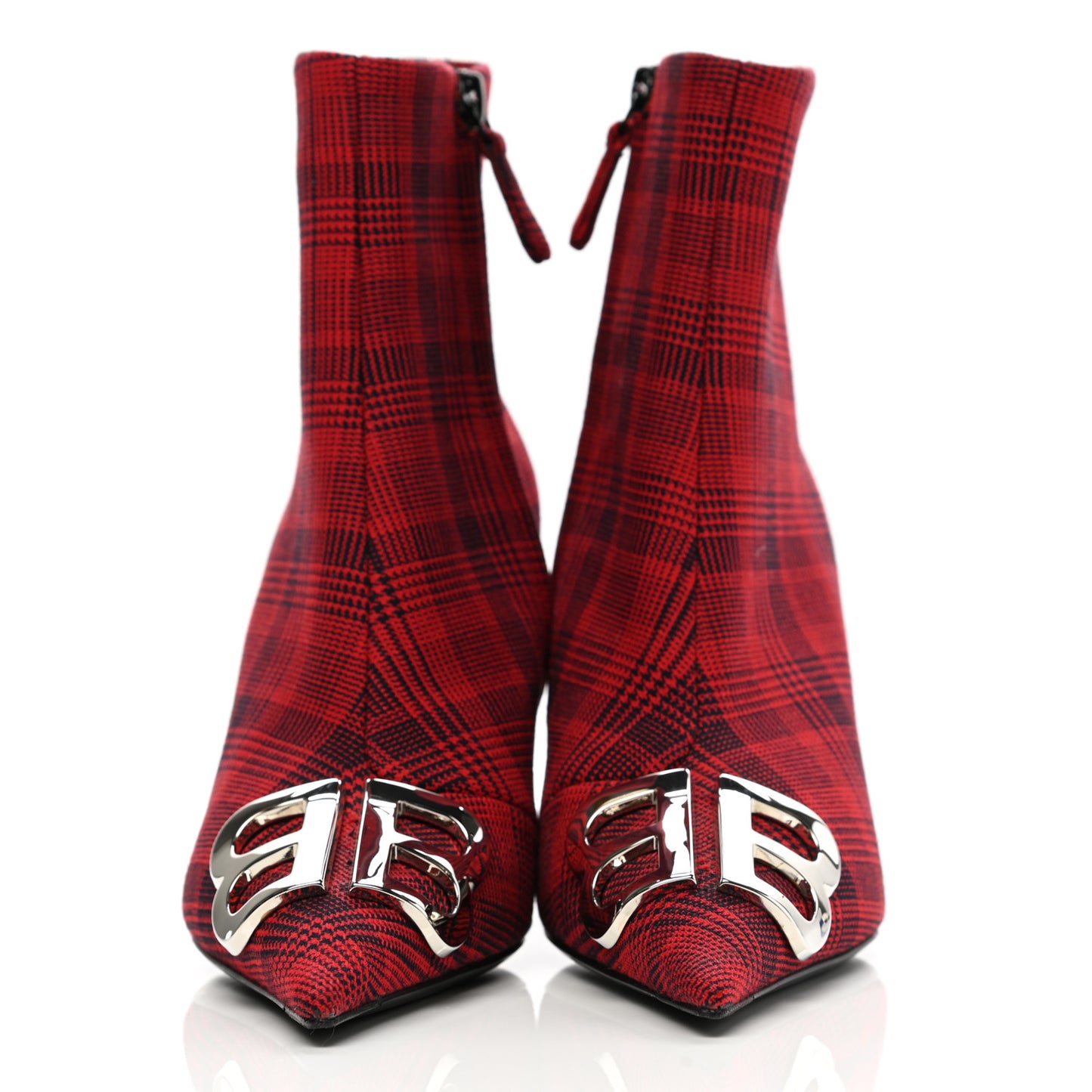 Fabric BB Pointy Toe Ankle Booties 36.5 Red