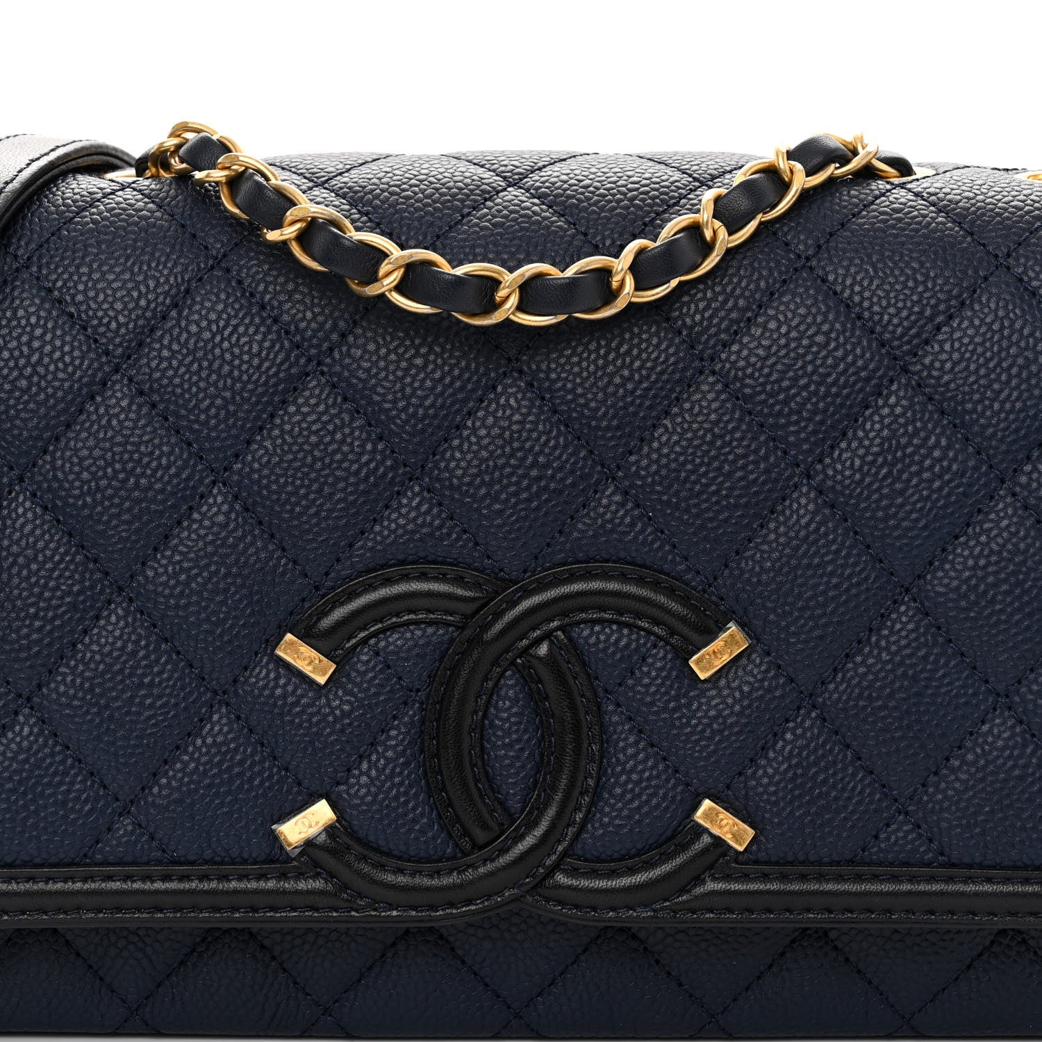 Chanel Caviar Quilted Medium CC Filigree Flap Navy Black 8 of 10