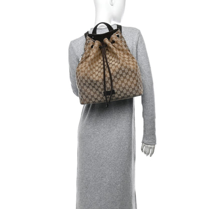 Gucci Monogram Dollar Calfskin O Drawstring Backpack Beige Ebony Testa di Moro Dark Chocolate 2 of 16