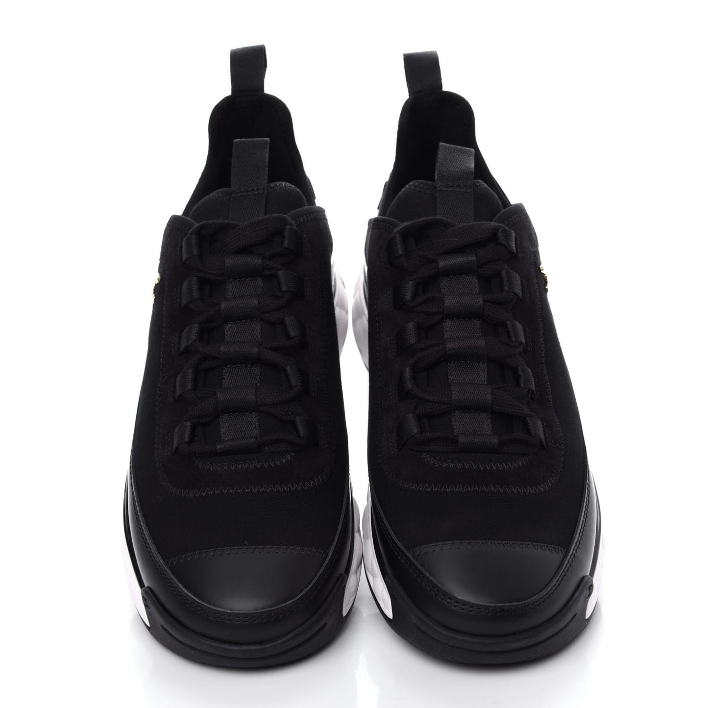 Velvet Calfskin Mixed Fibers CC Sneakers 38.5 Black