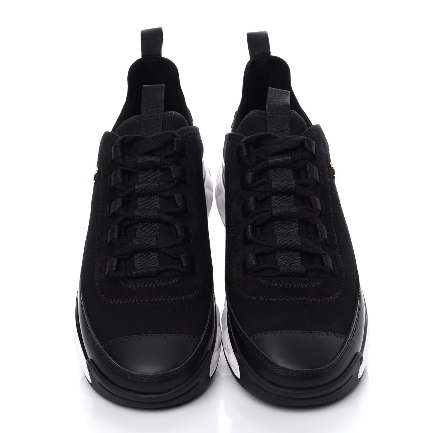 Chanel Velvet Calfskin Mixed Fibers CC Sneakers 38.5 Black 5 of 11