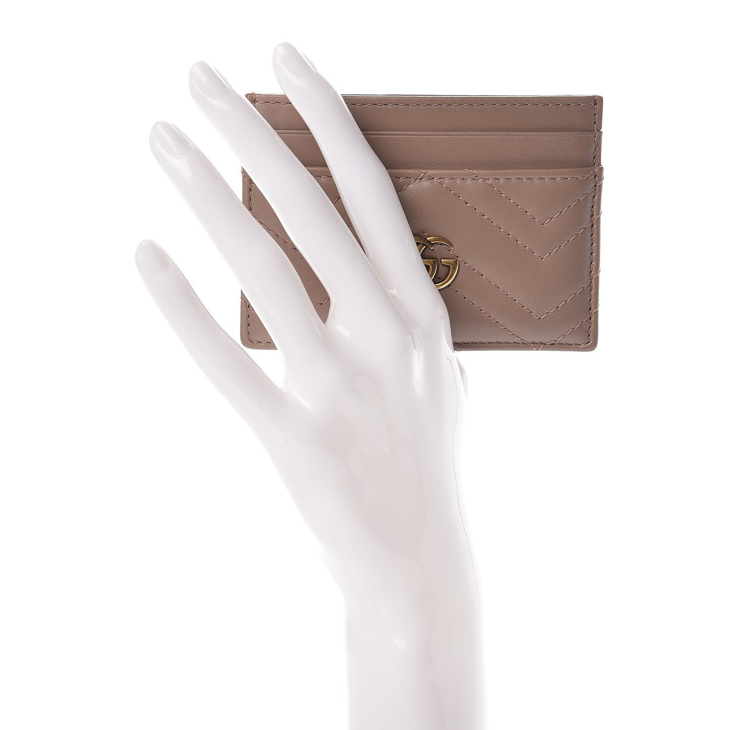Calfskin Matelasse GG Marmont Card Holder Porcelain Rose