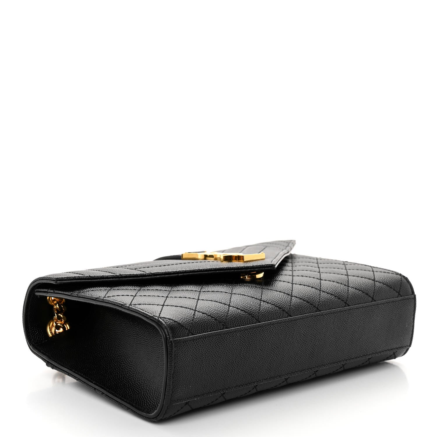 Saint Laurent Grain De Poudre Textured Mixed Matelasse Triquilt Medium Monogram Satchel Black 4 of 9