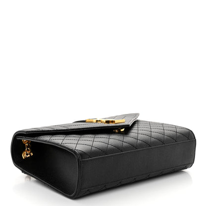 Saint Laurent Grain De Poudre Textured Mixed Matelasse Triquilt Medium Monogram Satchel Black 4 of 9