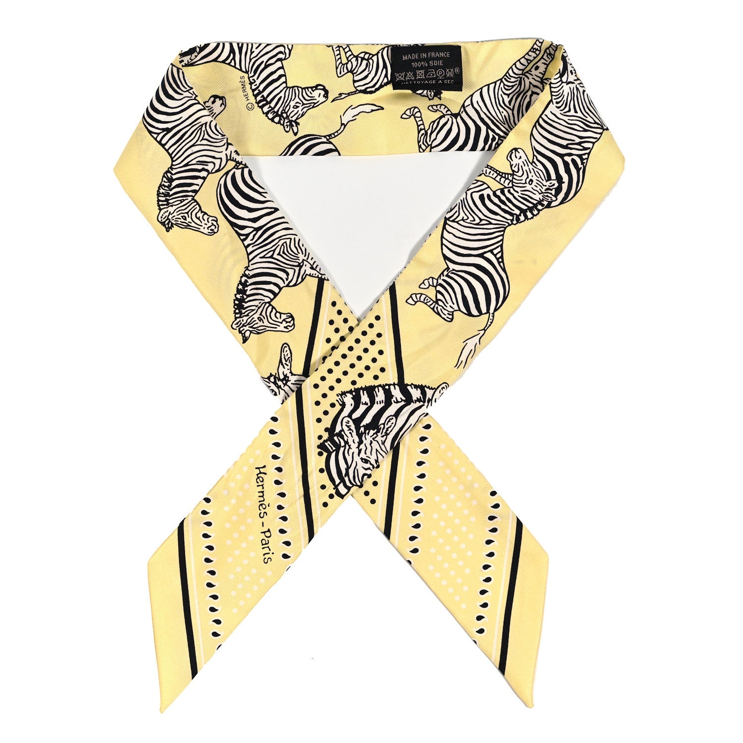 Hermes Silk Les Zebres Twilly Jaune Soufre Black 1 of 5