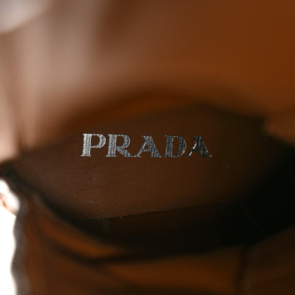Prada Re-Nylon Spazzolato Rois Metal Triangle Logo Tall 50mm Combat Boots 35 Tobacco Brown 6 of 8