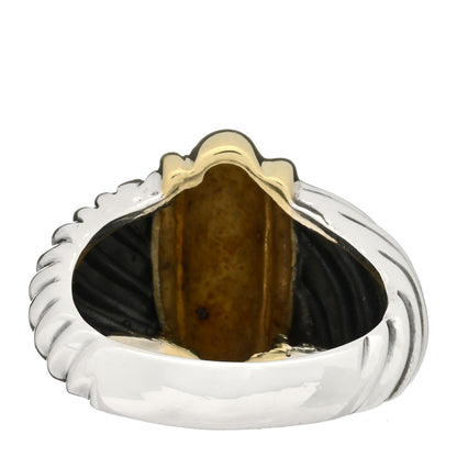 David Yurman Sterling Silver 14K Yellow Gold Shrimp Ring 53 6.5 3 of 4