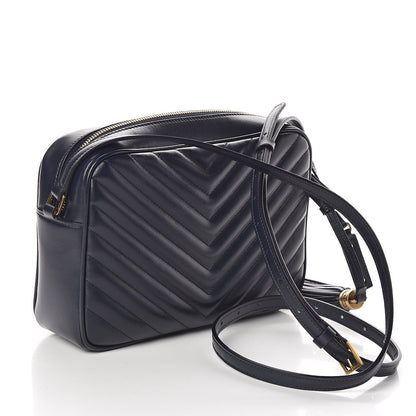 Saint Laurent Calfskin Matelasse Lou Camera Bag Navy 3 of 9