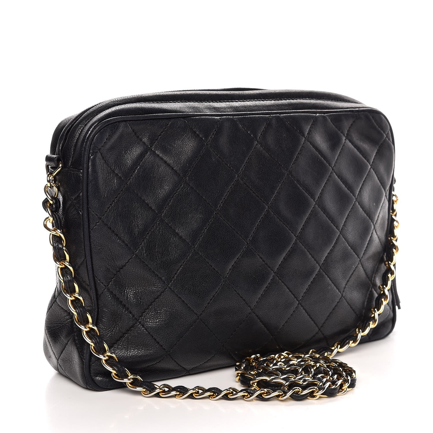 Chanel Lambskin Quilted CC Tassel Camera Case Black 3 of 14