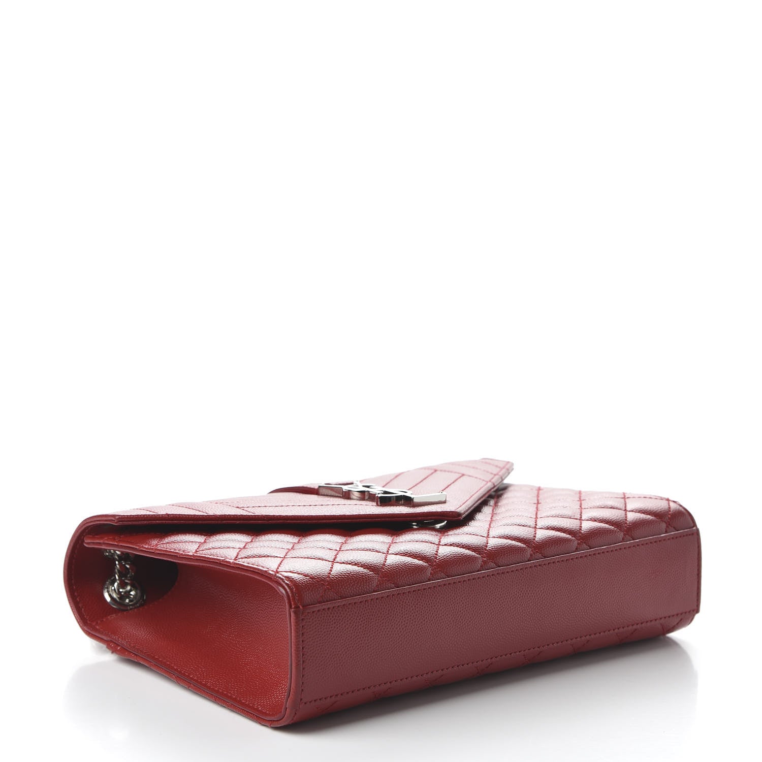 Saint Laurent Grain De Poudre Textured Mixed Matelasse Triquilt Medium Monogram Satchel Rouge Eros 4 of 10