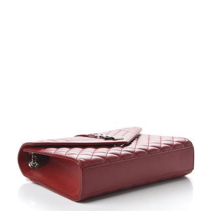 Saint Laurent Grain De Poudre Textured Mixed Matelasse Triquilt Medium Monogram Satchel Rouge Eros 4 of 10