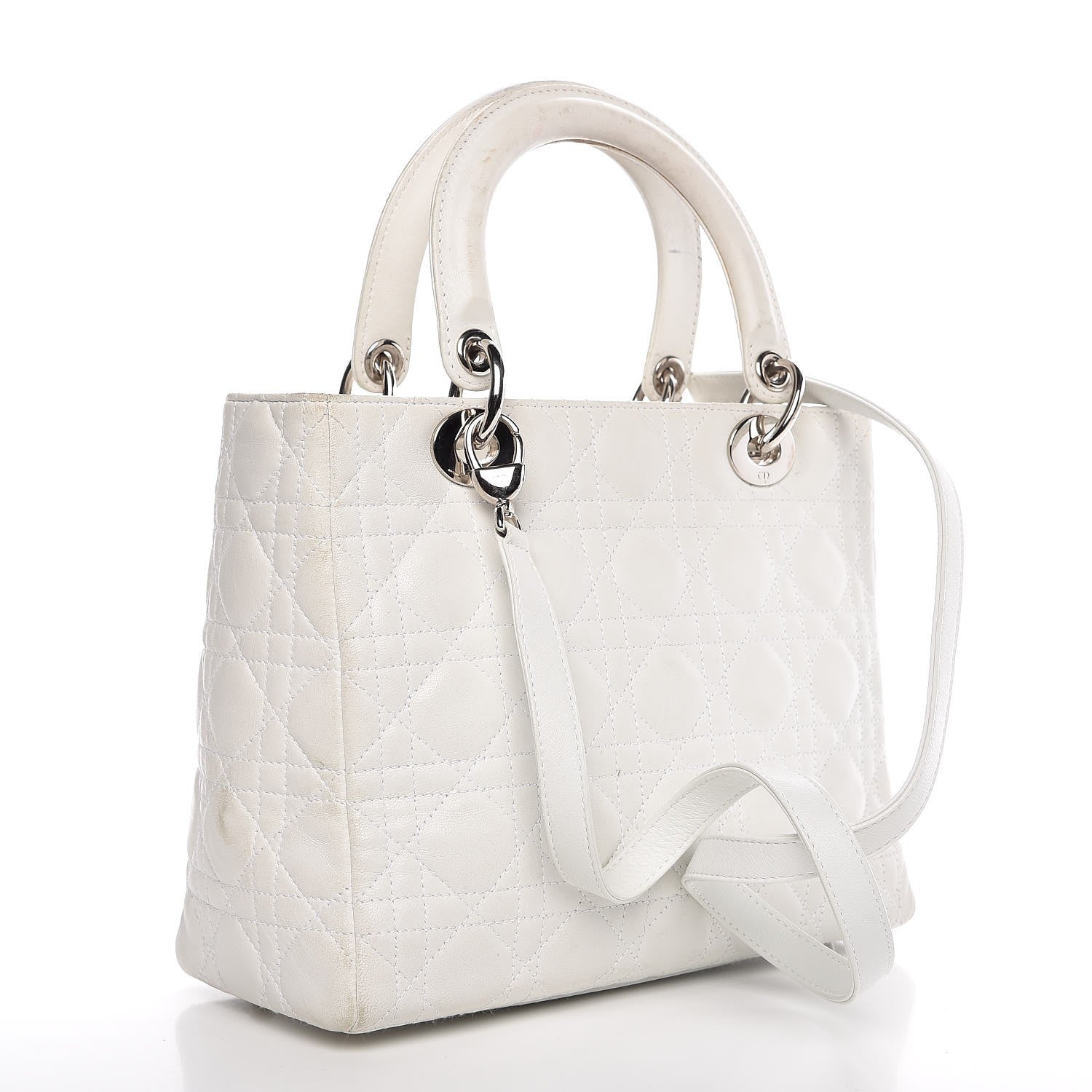 Christian Dior Lambskin Cannage Medium Lady Dior White 4 of 23