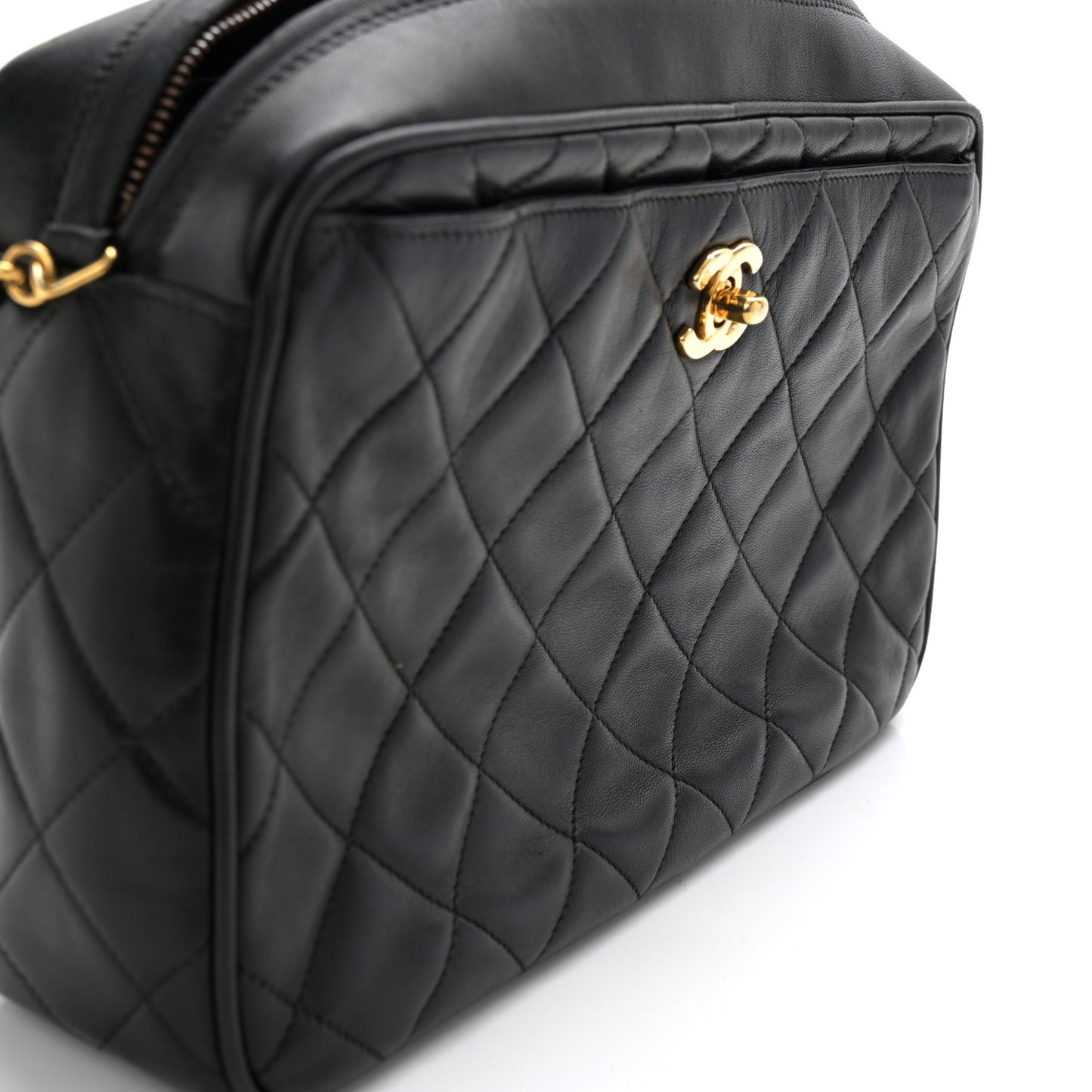 Lambskin Quilted Camera Case Black