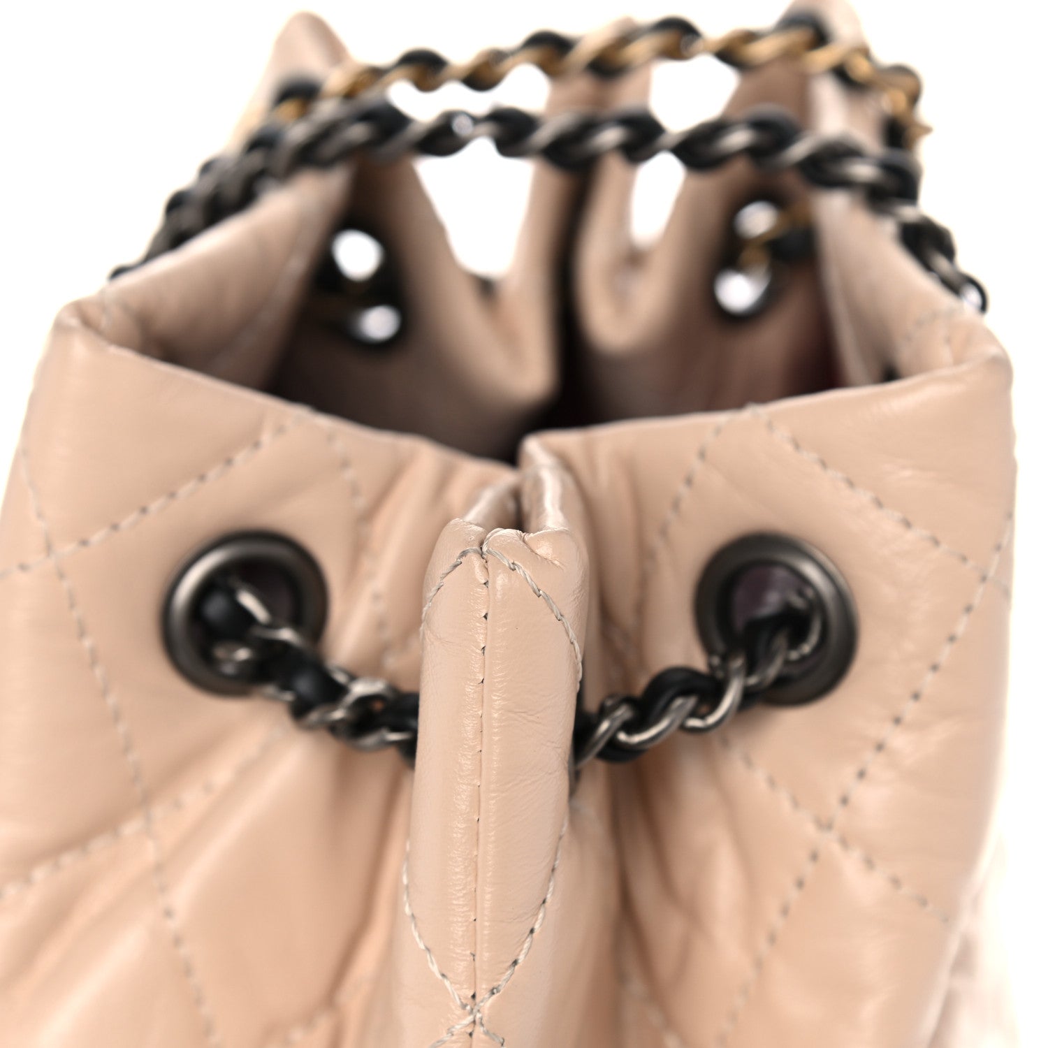 Chanel Aged Calfskin Quilted Small Gabrielle Backpack Beige Black 13 of 14