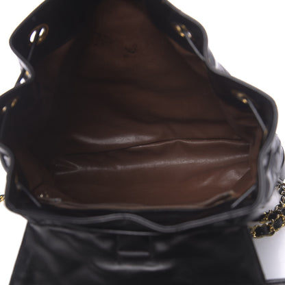 Chanel Lambskin Quilted Drawstring Backpack Black 4 of 13