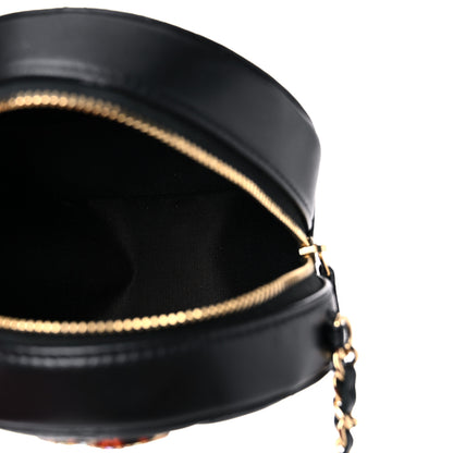 Chanel Lambskin Quilted Zirconium Round Clutch With Chain Black 5 of 11