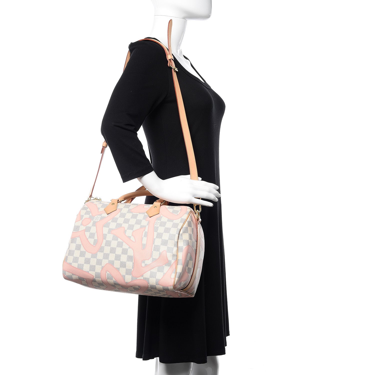 Louis Vuitton Damier Azur Tahitienne Speedy Bandouliere 30 Rose Ballerine 2 of 10