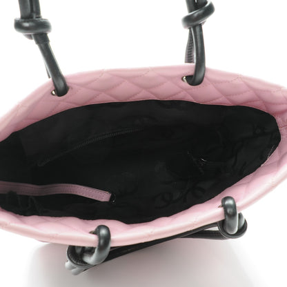 Chanel Calfskin Quilted Medium Cambon Tote Pink Black 5 of 12