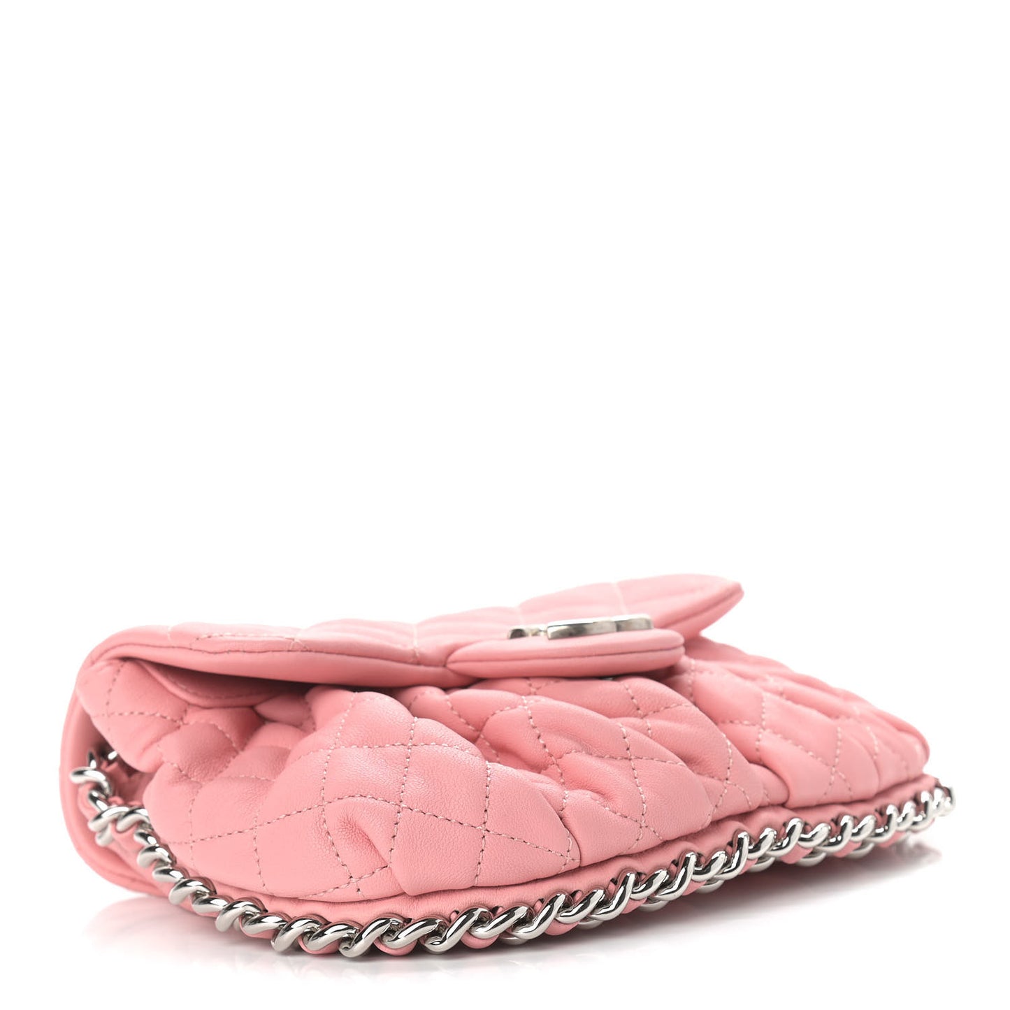 Washed Lambskin Quilted Mini Chain Around Messenger Pink