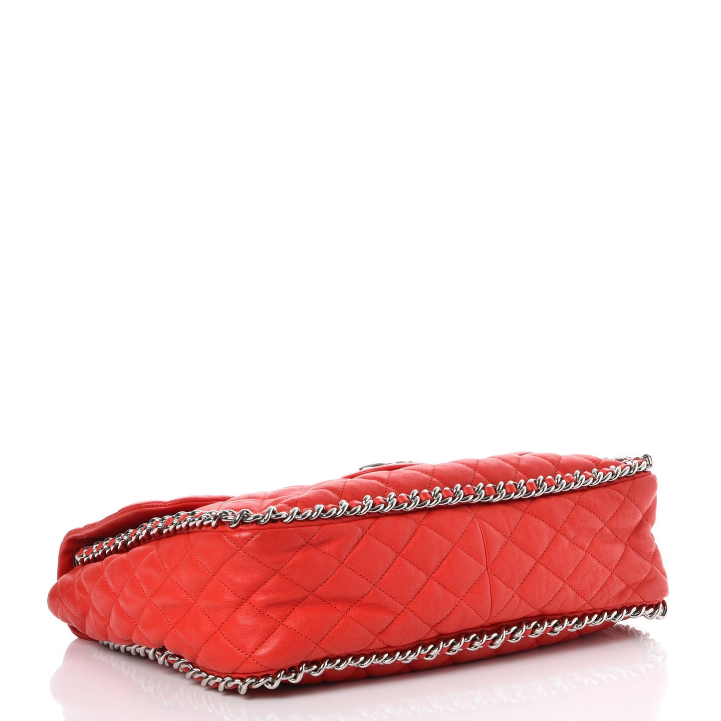 Washed Lambskin Quilted Maxi Chain Around Flap Red