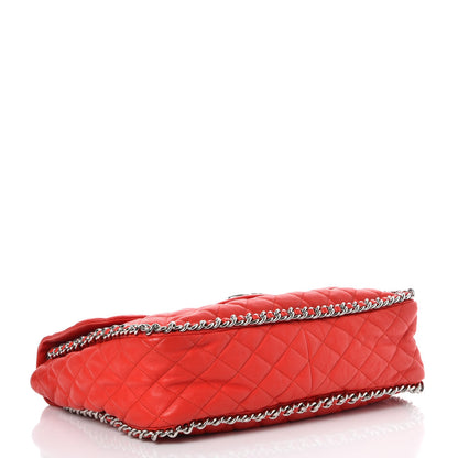 Chanel Washed Lambskin Quilted Maxi Chain Around Flap Red 4 of 7