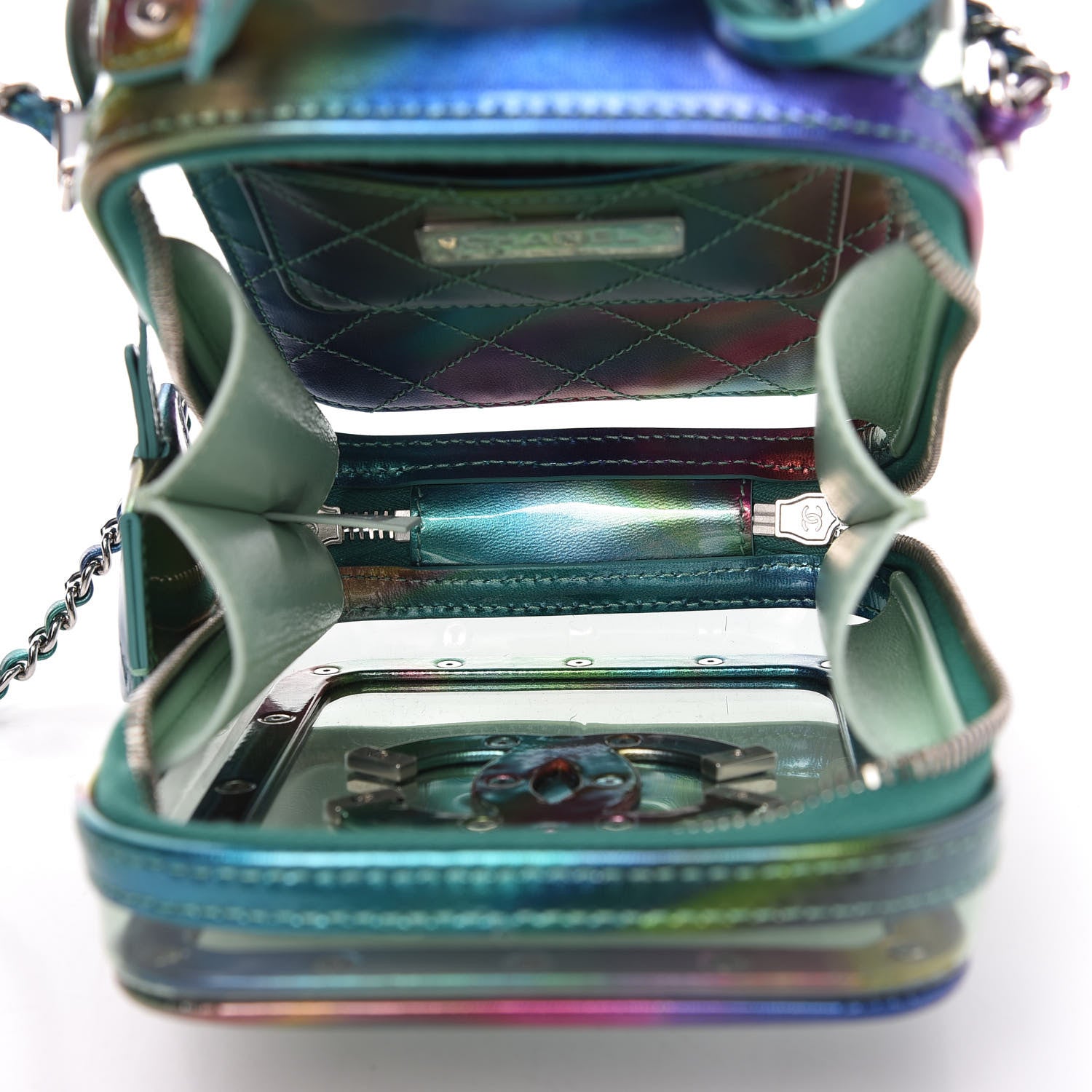 Chanel PVC Patent Calfskin Patent Lambskin Vertical Vanity Case Green 5 of 9