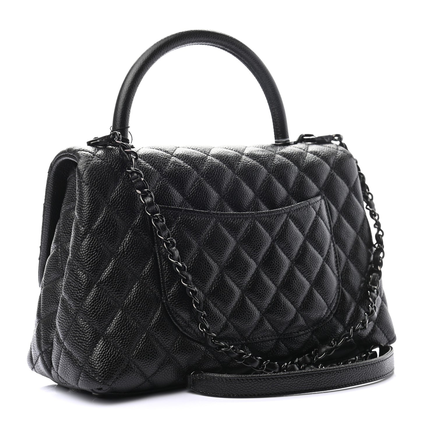 Caviar Quilted Small Coco Handle Flap So Black