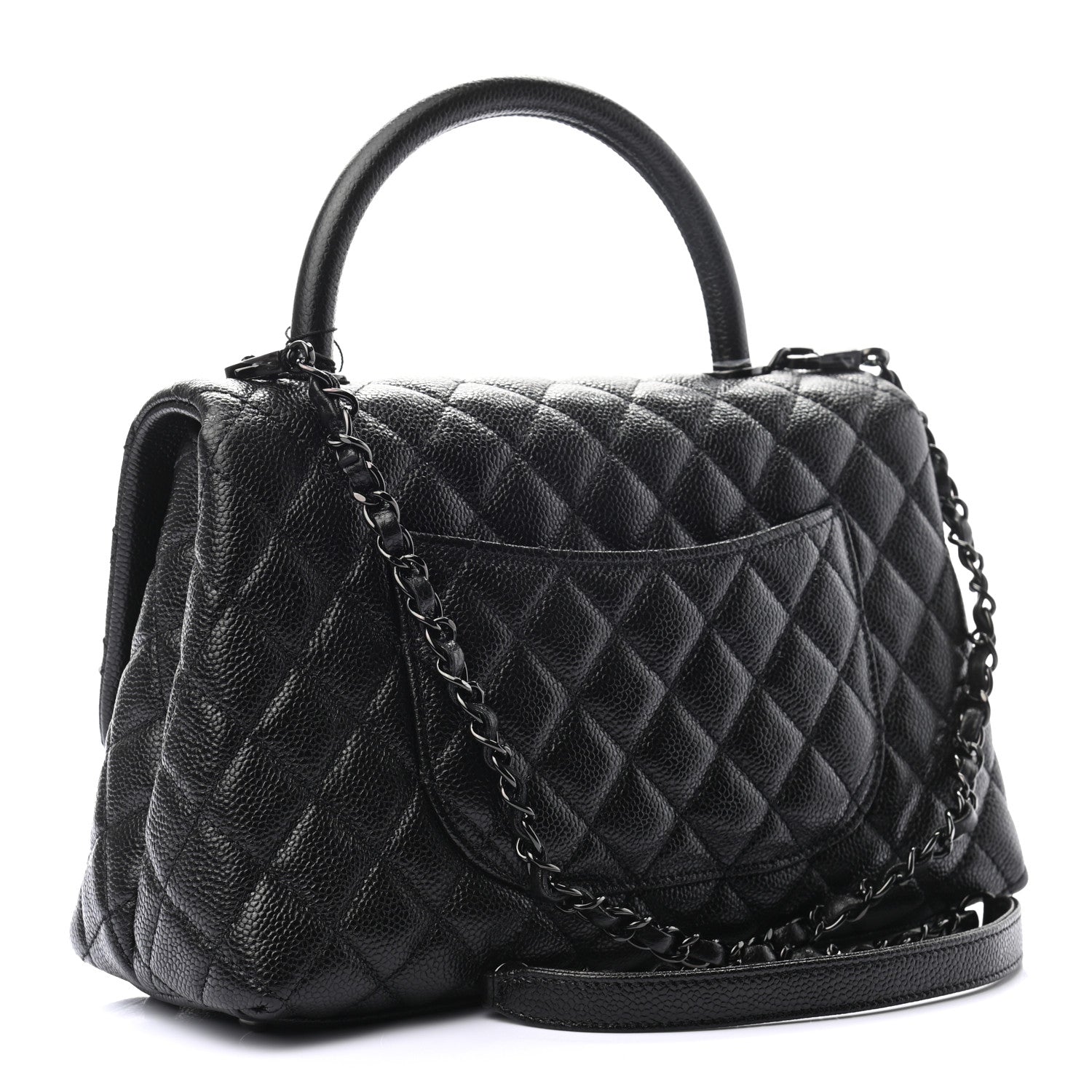 Chanel Caviar Quilted Small Coco Handle Flap So Black 3 of 9