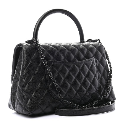 Chanel Caviar Quilted Small Coco Handle Flap So Black 3 of 9